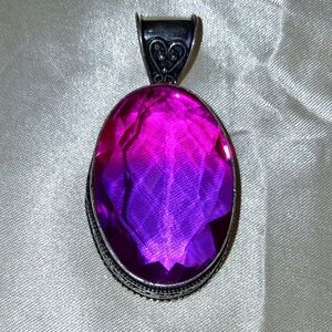 Natural Pink Rubillite Sterling Silver Pendant
